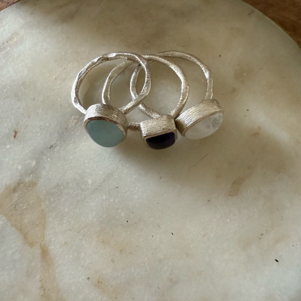 Stackable Stone Silver Rings - image 5